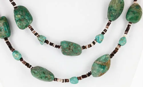 Vista 3 de $200Tag Certificado de 2 hebras de plata Navajo Turquesa Nativo Collar 371068530011 Hecho por Loma Siiva, Metal Piedra, turquesa estabilizada