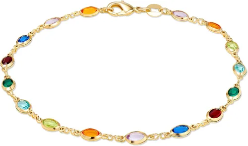 Vista 8 de Barzel Tobillera baguette bañada en oro de 18 quilates y cristal multicolor