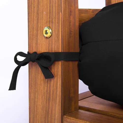 Vista 6 de Cojines de banco de repuesto suaves y gruesos con lazos, cojín para silla colgante, cojín de sofá tatami para suelo, almohadilla de banco Negro