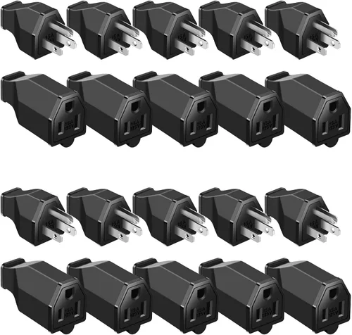Vista 8 de Treela 20 piezas de reemplazo de enchufe de cable de extensión, extremos de cable de extensión hembra, 125v 15a 2 polos 3 cables, conector recto