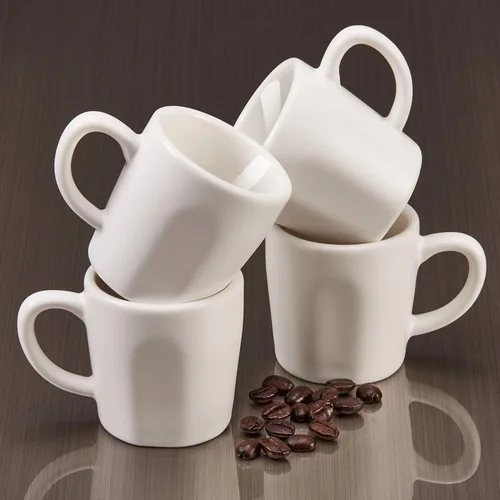 Vista 2 de tazas de café expreso, porcelana blanca mate, 2.3 onzas, juego de 4