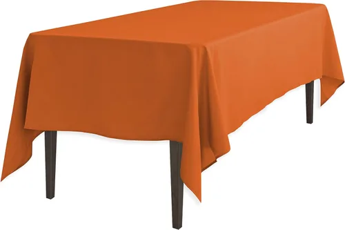 Vista 7 de Linenlanding Mantel rectangular de 60 x 102 pulgadas para mesa circular para bodas, mesas de bufé, fiestas, cenas de vacaciones (1, azul bebé)