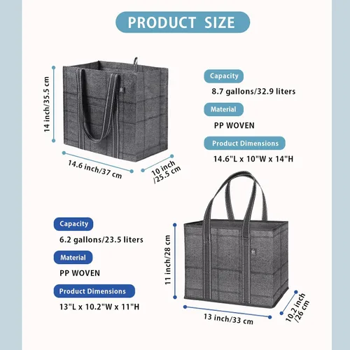 Vista 4 de VENO Paquete de 7 bolsas de compras reutilizables resistentes