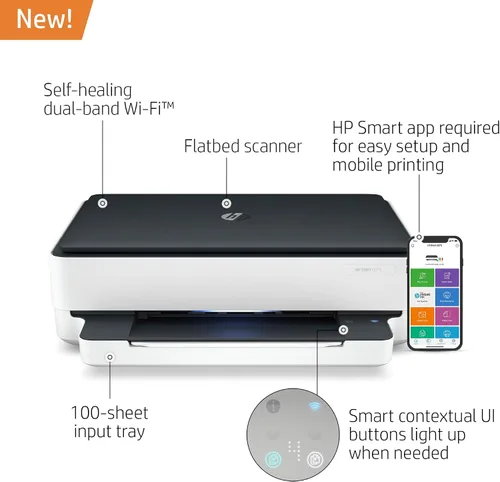 Vista 2 de HP ENVY 6075 Impresora inalámbrica todo en uno, incluye 2 años de tinta entregada, impresión móvil, escaneo y copia (8QQ97A)