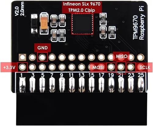 Vista 4 de GeeekPi Raspberry Pi TPM2.0 Módulo TPM9670 basado en un Infineon Optiga™ SLB 9670 TPM 2.0, módulo GPIO TPM adicional compatible con todos