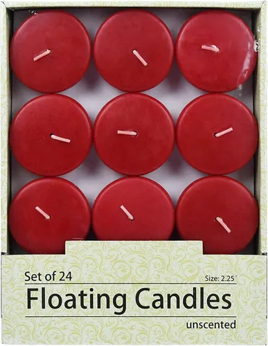 Vista 2 de Zest Candle Velas flotantes de 24 piezas, 2.25 pulgadas, color rojo