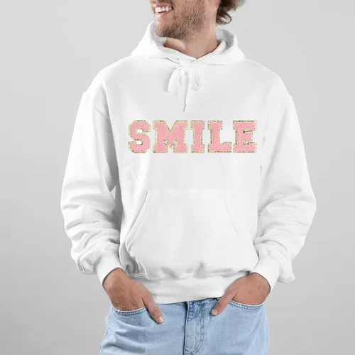Vista 5 de MECCANIXITY 4 parches de letras de felpilla termo-adhesivas con letras del alfabeto blanco, S de 3 pulgadas de altura para ropa, zapatos, sombreros