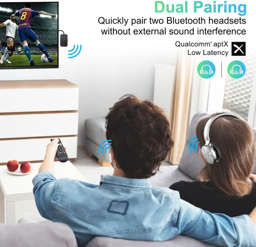 Vista 7 de Transmisor Bluetooth 5.4 Beeitzie Ultra Airplane 2026 – aptX LL baja latencia, soporta 2 auriculares simultáneamente – Adaptador de audio