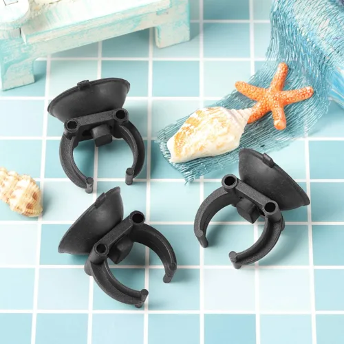 Vista 8 de POPETPOP 10pcs acuario ventosa taza para línea de aire tubo cable titular (negro)