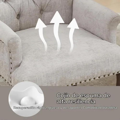 Vista 5 de Sillas de Comedor Tapizadas Acolchadas de Chenilla con Brazos y Ribete de Tachuelas – Marco y Patas de Madera Maciza, Estilo Granja Moderna