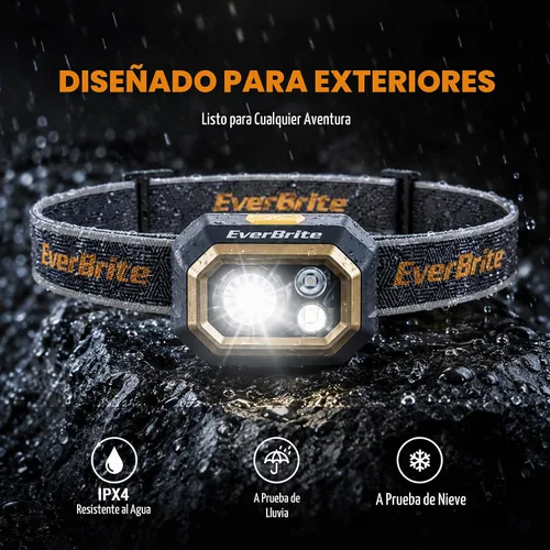 Vista 8 de EverBrite - Linterna frontal recargable de 700 lúmenes con modos de luz blanca, roja y verde