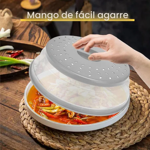Vista 3 de CasaCulina Paquete de 2 cubiertas plegables para salpicaduras de microondas, tapa de microondas ventilada con agujero de gancho, protector