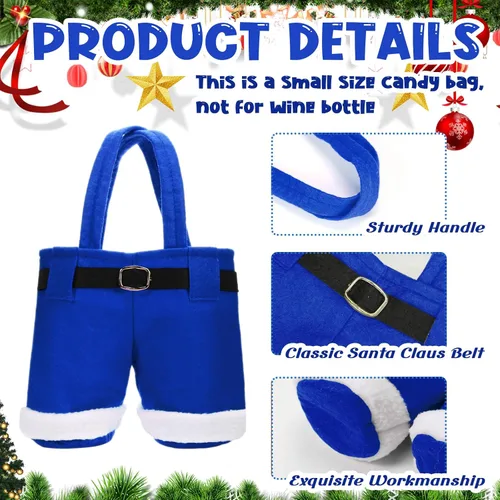 Vista 4 de Aliceset 24 Bolsas de Dulces de Navidad con Asa, Bolsas de Regalo con Diseño de Pantalones de Santa, Canasta de Golosinas Navideñas, Portavinos