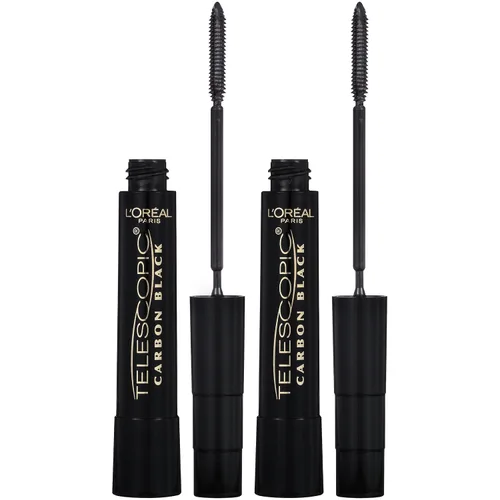 Vista 14 de L'Oreal Paris Makeup Telescopic Original Alargamiento, máscara separadora de pestañas con cepillo de doble precisión, lavable, negro, 0.27 onzas