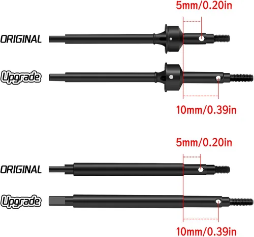 Vista 4 de OGRC +0.197 in rosca extendida CVD ejes de eje trasero delantero ejes de transmisión para 1/18 TRX4M ejes RC actualización piezas