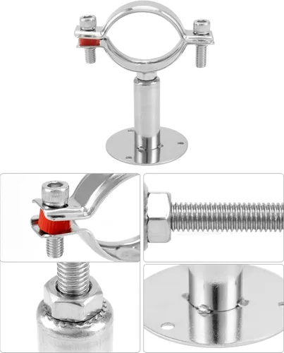 Vista 5 de QWORK Soporte de montaje en pared y techo de tubo de diámetro exterior ajustable de 2 pulgadas - Abrazadera de soporte inoxidable para varillas