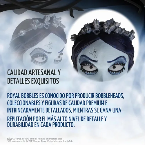 Vista 7 de Royal Bobbles Emily la novia cadáver con espada, gusano y restos – 7.5 pulgadas de alto – Estatua coleccionable de Bobblehead