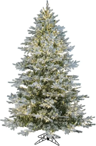 Vista 4 de Vickerman Kiana - Árbol de Navidad artificial delgado flocado de 6.5 x 39 pulgadas, sin luz, árbol sintético cubierto de nieve, decoración