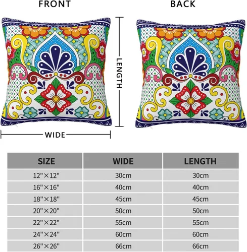 Vista 2 de Betray Time Fundas de almohada con patrón de talavera mexicana, fundas de almohada decorativas de 18 x 18 pulgadas, para decoración de sofá