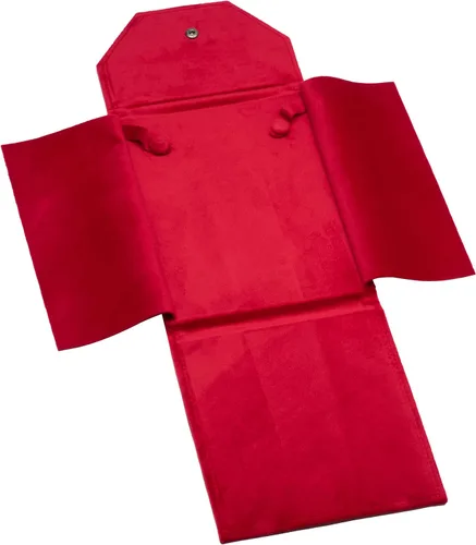 Vista 7 de COWFEX Terciopelo collar joyería carpeta de viaje almacenamiento vitrina (rojo)
