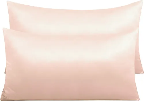 Vista 32 de NTBAY Fundas de almohada de satén con cremallera para cabello y piel, juego de 2 fundas de almohada estándar de lujo con cremallera oculta, 20 x 26
