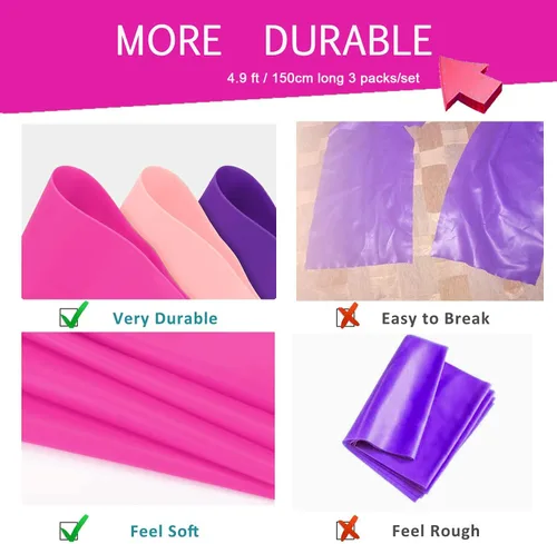 Vista 3 de Juego de bandas de resistencia planas para terapia, sin látex, bandas elásticas planas para ejercicio, flexibilidad, pilates, yoga, ballet