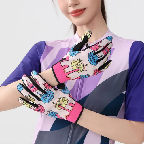 Vista 7 de Guantes de ciclismo de dedo completo para hombres y mujeres, guantes de ciclismo ajustables para actividades al aire libre, ciclismo de montaña