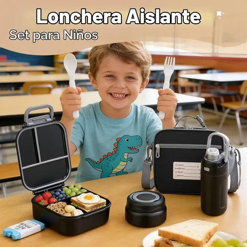 Vista 8 de Itslife Caja Bento para niños, contenedor de comida aislado, lonchera para niños, termo de 7 onzas para comida caliente, botella de agua térmica