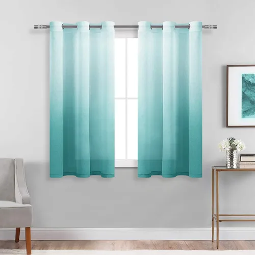 Vista 24 de DWCN Cortinas Transparentes Ombré - Cortinas de Lino Sintético con Gradiente Semi Voile con Ojales en la Parte Superior para Dormitorio y Sala