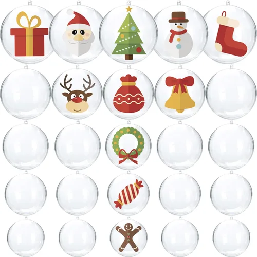Vista 8 de Jishi Paquete de 10 adornos de Navidad de plástico transparente para manualidades, bolas de adornos de Navidad DIY rellenables de 2.36 pulgadas