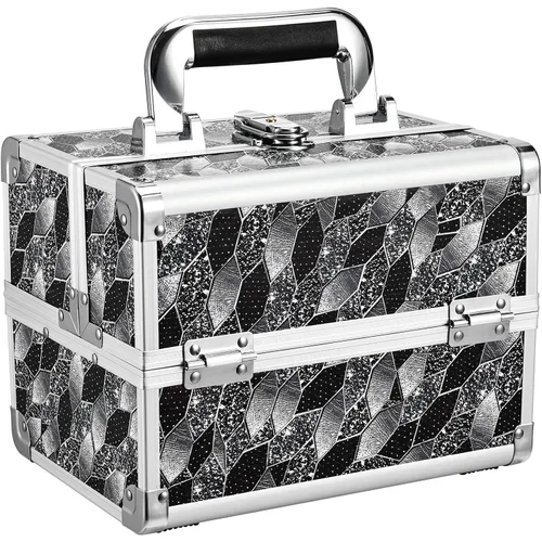 Vista 12 de Joligrace Estuche de maquillaje Organizador Caja de maquillaje Estuche de Rojo Negro