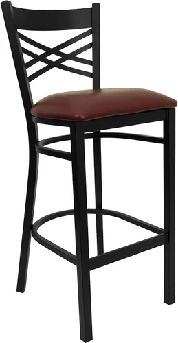 Vista 17 de Flash Furniture HERCULES Series Black ''X'' Back Metal Restaurant Barstool - Asiento de vinilo negro Asiento de vinilo negro/marco de metal negro