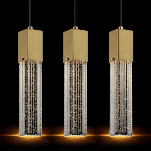 Vista 16 de 2 Pack Integrated Hanging Crystal Kitchen Island Modern Concise Pendant Ceiling Light Fixture,Black Finish for Kitchen Island Dining Room Bedroom