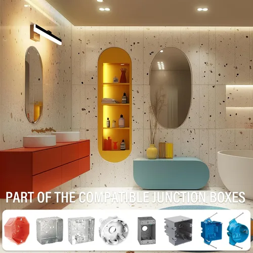 Vista 4 de ZAGO Lámpara de tocador de baño de 24 pulgadas sobre el espejo, LED moderna y rotacional montada en la pared, ajustable, cableada, con cable