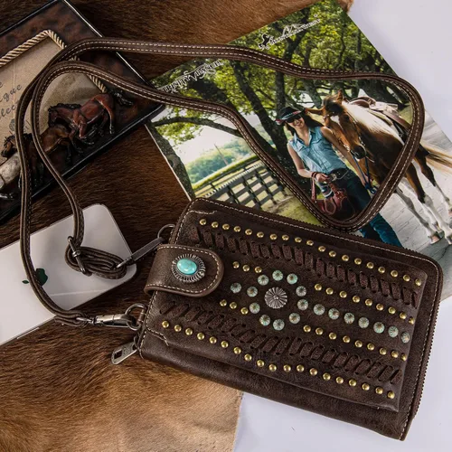Vista 2 de Montana West Small Crossbody Cell Phone Purses for Women Western Cell Phone Wallet Bags Purses and Handbags with Coin Pocket