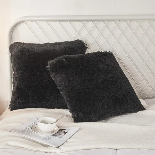 Vista 33 de Juego de 2 fundas de almohada estándar de piel sintética de terciopelo suave, fundas de almohada decorativas con cierre de cremallera