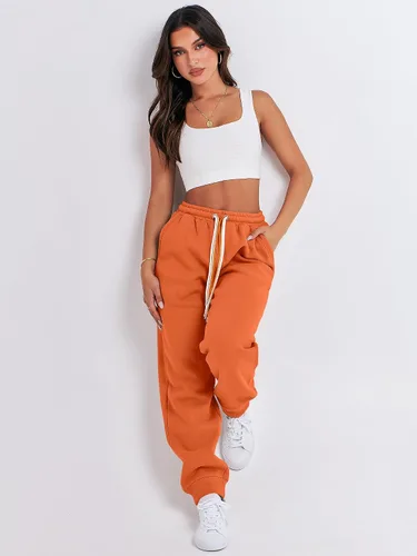 Vista 6 de ANRABESS Pantalones deportivos holgados de forro polar de cintura alta para mujer, pantalones deportivos Y2K para adolescentes y niñas
