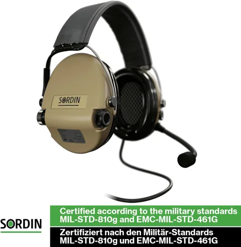 Vista 6 de Sordin MIL CC Ear Muffs - Military Ear Defenders w/Radio Connection, Microphone & Leather Headband - Tactical Earmuffs