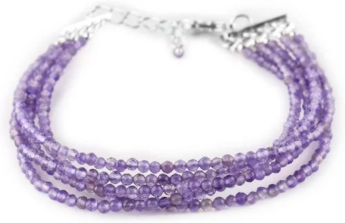 Vista 8 de YANARA Gemstone Bracelets For Women Birthstone, Natural Gemstone Layered Micro-Beads, Dainty Handmade Jewelry Chakra Energy Healing Crystals Silver