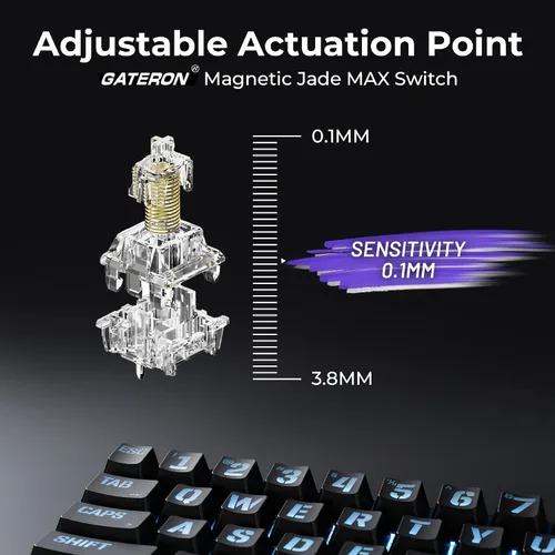 Vista 3 de XVX HE68 Max Teclado de Activación Rápida 60%, Teclado de Efecto Hall con Interruptor Gateron Magnetic Jade Max, Marco de Aluminio CNC, Teclado