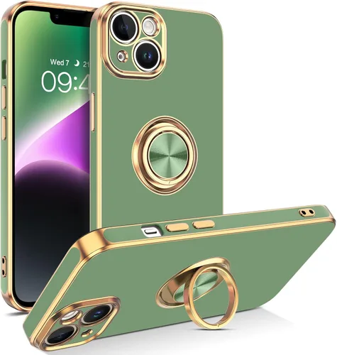 Vista 13 de VENINGO Funda para iPhone 14, funda para iPhone 14, ajuste delgado, suave soporte de anillo de 360° con base, compatible con soporte magnético