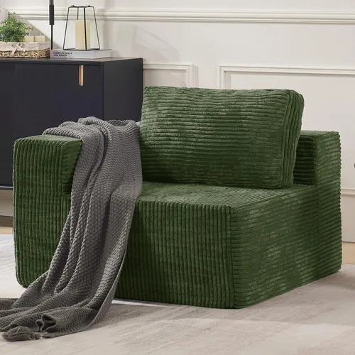 Vista 37 de Furnify Sofá modular tapizado de espuma de 30", Sofá de piso tapizado con almohada, Silla puf para dormitorio y sala de estar, No requiere