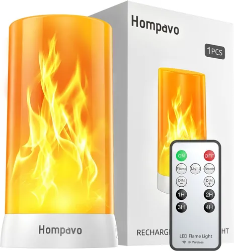 Vista 9 de Hompavo 【Actualizado】 Luces de llama, 4 modos recargables para decoración del hogar Waterproof LED Battery Operated Flameless Candles, Pillar