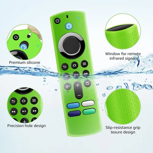 Vista 4 de ONEBOM Firestick - Funda protectora para control remoto de 3ª generación con Alexa Voice Remote 4K, funda protectora de silicona antideslizante a