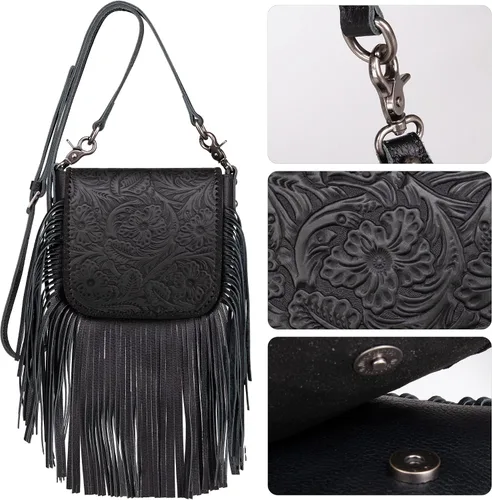 Vista 4 de Montana West Bolso bandolera con flecos estilo occidental para mujer