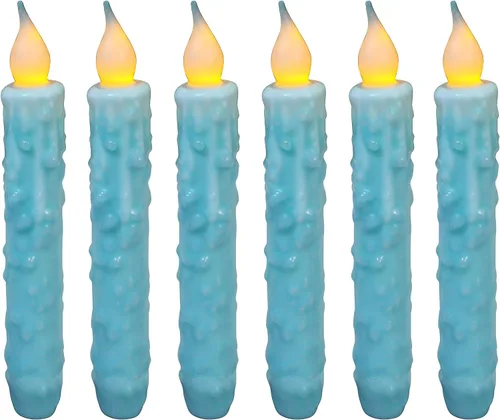 Vista 29 de CVHOMEDECO. Velas de cera real sumergidas a mano, funciona con pilas, temporizador, velas cónicas sin llama primitivas del país, 6-3/4 pulgadas