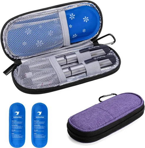 Vista 11 de Yarwo Maletín de viaje con 2 paquetes de hielo aprobados por la TSA, organizador de suministros para diabéticos, bolsa de enfriamiento aislada