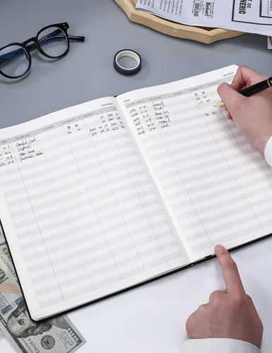 Vista 8 de Libro de Registro de Cheques Molekaus para Libreta de Cheques Personal o Empresarial, Registros de Tamaño Grande de Tapa Dura para Rastrear Pagos