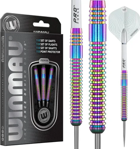 Vista 8 de WINMAU Solaris Pro Specialist - Juego de dardos con punta de acero de tungsteno con vuelos y ejes (tallos)
