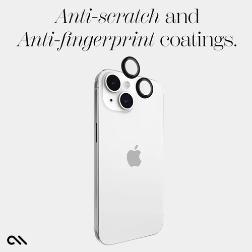Vista 3 de Case-Mate Protector de lente de cámara con anillos de aluminio negro para iPhone 15 / iPhone 15 Plus - Doble vidrio templado - Tecnología